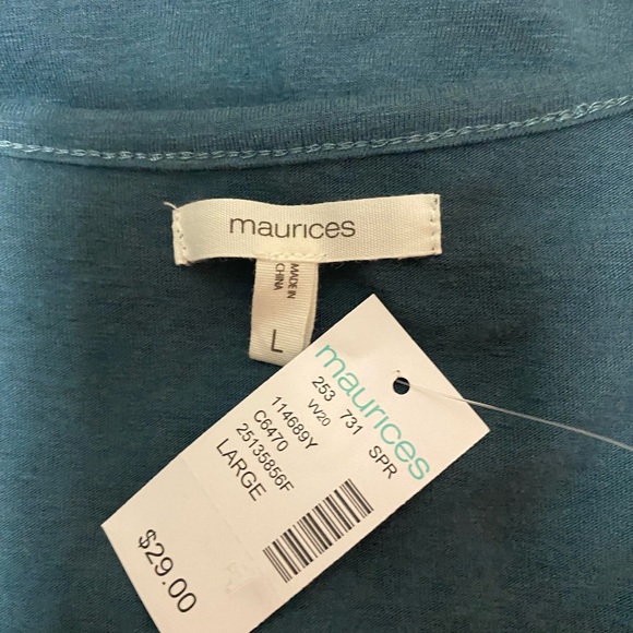 NWT Maurice Blouse Lace Sleeves V-Neck Women's Large [117] - Picture 4 of 5